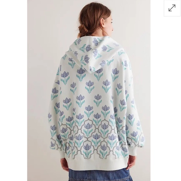 FREE PEOPLE  We The Free It's A Vibe Printed Hoodie - Snowfall Combo - Picture 2 of 6